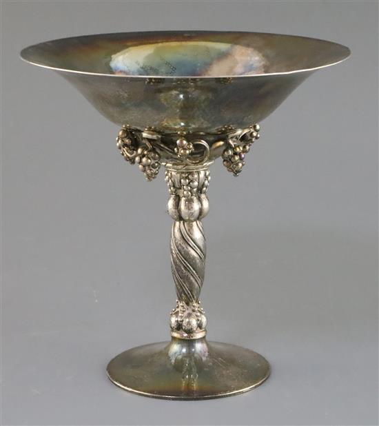 A 1920s Danish Georg Jensen planished 925 sterling silver comport, no. 263B, 18.5 oz.